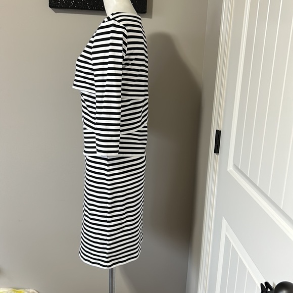 J McLaughlin Dress Nicola Sleeve Layered Catalina Cloth Black White Stripe M - Picture 5 of 9